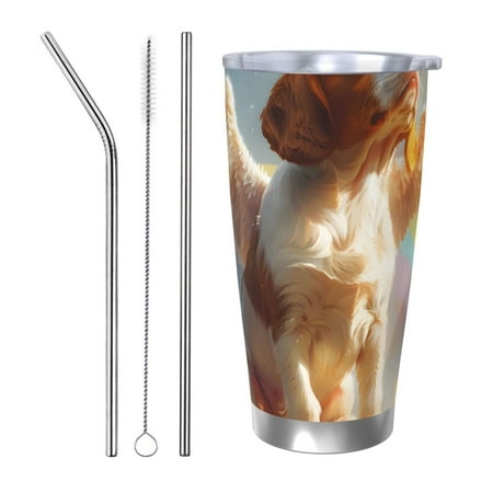 

Matuu Rainbow English Cocker Spaniel for 20oz Durable Thermal Cups Keep Drinks Cold and Hot Insulated Car Mug with Lid-Straw Three-piece Set