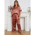 thumbnail image 4 of Plus Size Pajama Set for Women 2 Piece Sleepwear Button Short Sleeve Shirt and Long Pants Soft Oversize Loungewear, 4 of 7