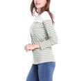 thumbnail image 4 of Allegra K Women's Color Block Long Sleeve Striped Causal T-Shirt, 4 of 7
