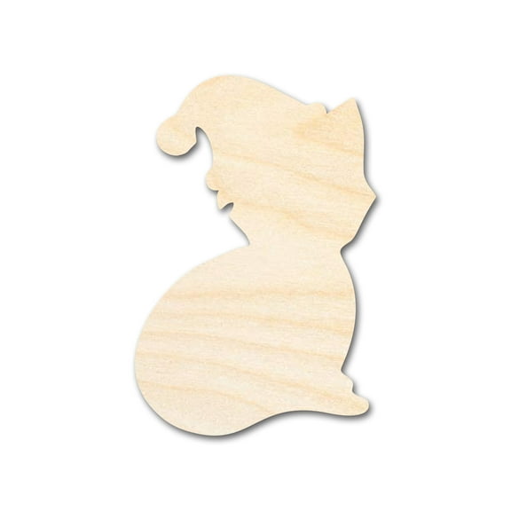 Unfinished Wood Santa Hat Cat Shape 3" / 1/8"