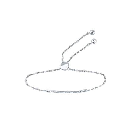 Mia Diamonds Sterling Silver Womens Round Diamond Bolo Bar Bracelet 1/10 Cttw