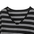 thumbnail image 3 of Hauts d'Été pour Femmes Manches Courtes Col en V Rayé Épaules Tombantes Blouse Pyjama Décontracté Ample Confortable Hauts, 3 of 5