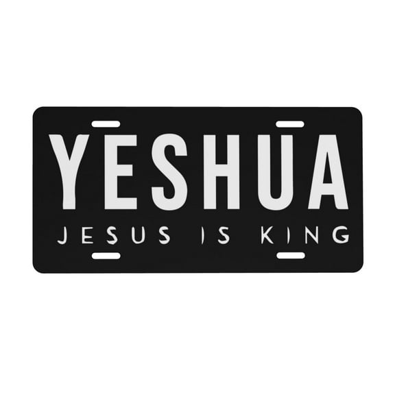 Yeshua - Jesus Is King License Plate 6x12 Inch Thickening Aluminum Metal Decorative License Plates, Universal Fit For Trucks, Suvs, Vehicles