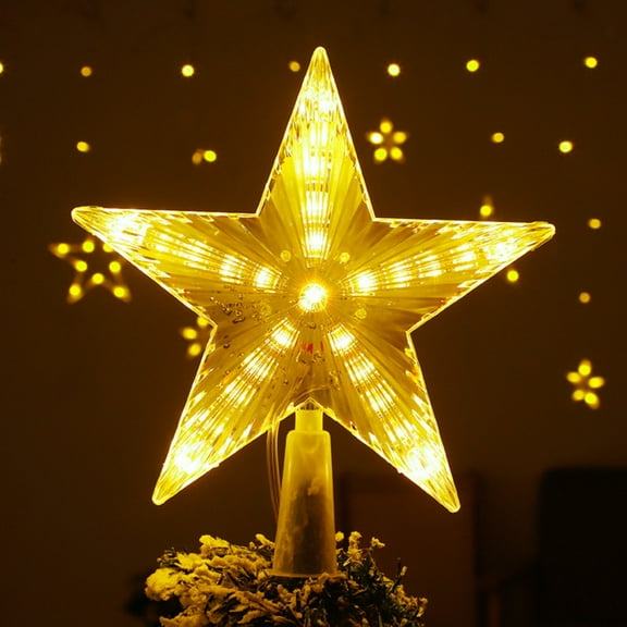 Christmas Tree Topper Star,Christmas Tree Decoration Lights,Small Xmas Tree Decor for Christmas, Scene Decor, Festivals Decor 7.87Inch Warm White