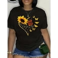 thumbnail image 1 of Camiseta de moda para mujer: cuello redondo informal, estampado de letras opacas, para primavera/verano/otoño. Ideal para adultos, hombres, mujeres, adolescentes, jóvenes y deportes casuales., 1 of 6