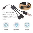 thumbnail image 4 of 3 en 1 Micro USB HUB Mâle à Femelle Double USB 2.0 Hôte OTG Adaptateur Câble, 4 of 9