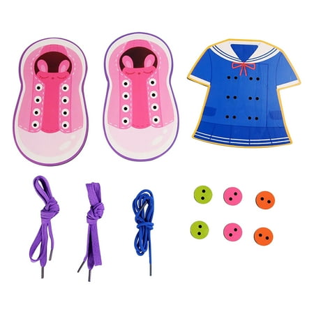 

QIIBURR Early Learning of Basic Life Skills Busy Board Learning to Wear Exercise Board to Thread String and Buckle Wear Shoelaces and Toys Suitable for Children