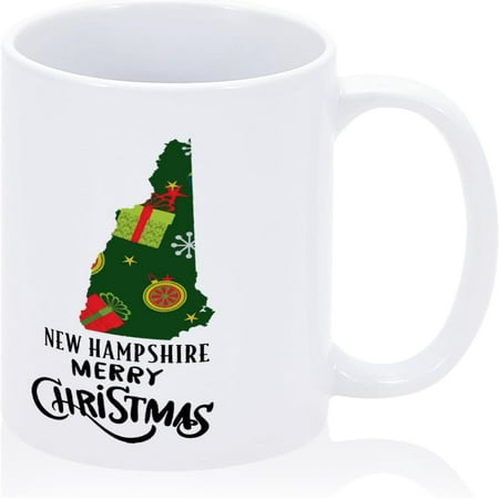 

Coffee Mug New Hampshire Coffee Mug US State Map Ceramic Mug Box Snowflake Christmas Party Drinking Cup Novelty Present for Husband Wife Sister Brother Dad Mom Grandparent 11oz