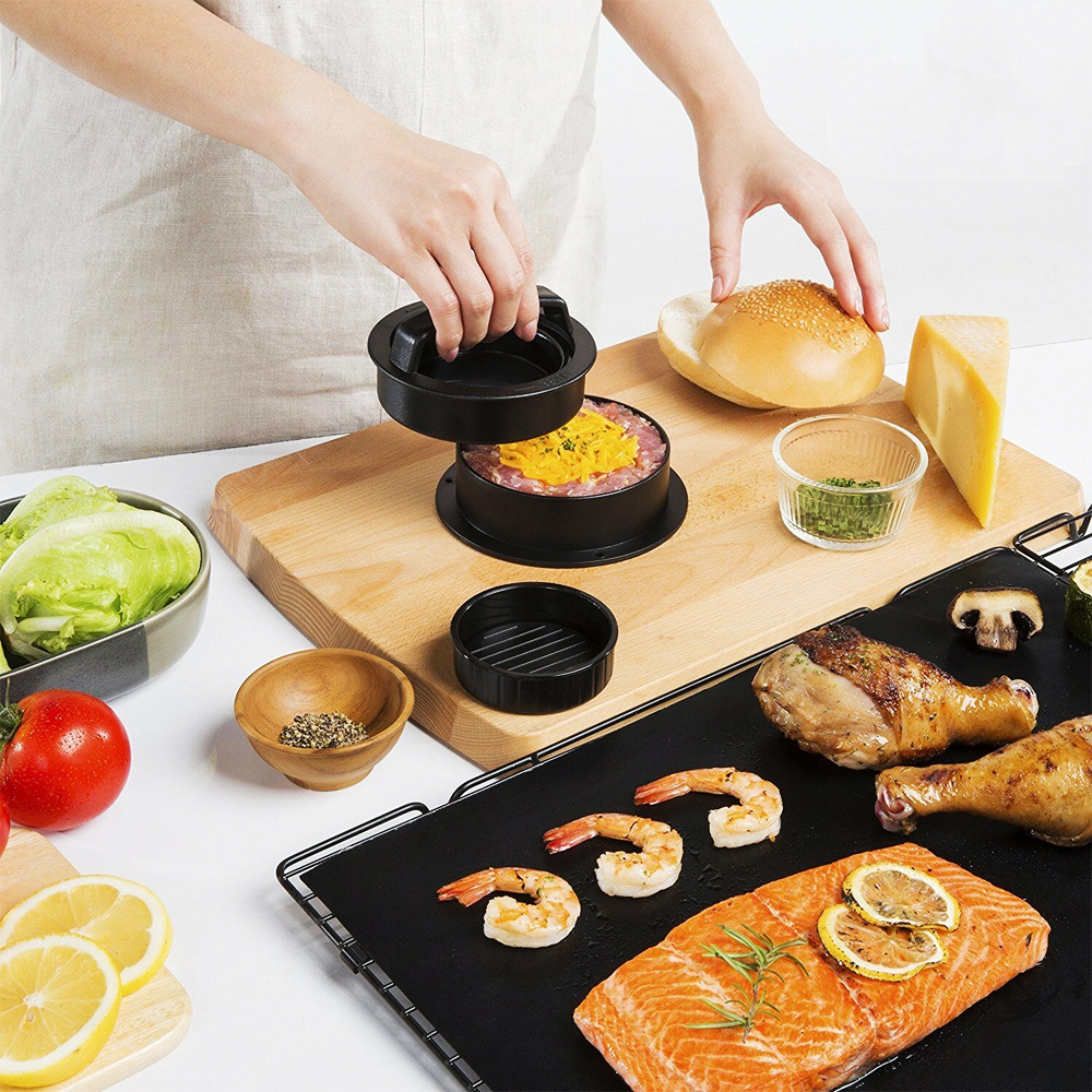 Burger Press Patty Maker Hamburger Mold Kit Easily Making Delicious Stuffed Burgers, Regular Beef Burger Patties
