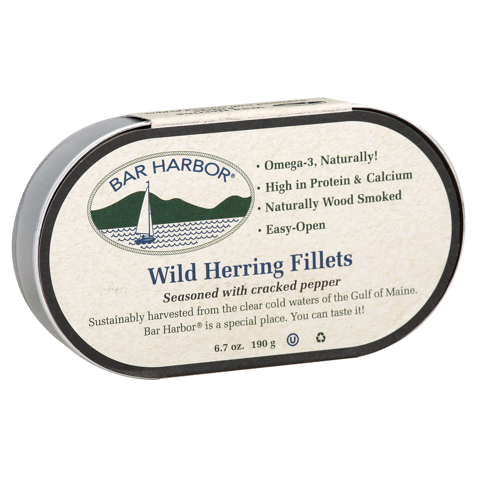 Bar Harbor Wild Herring Fillets Cracked Pepper Case of 12 6.7 oz. by