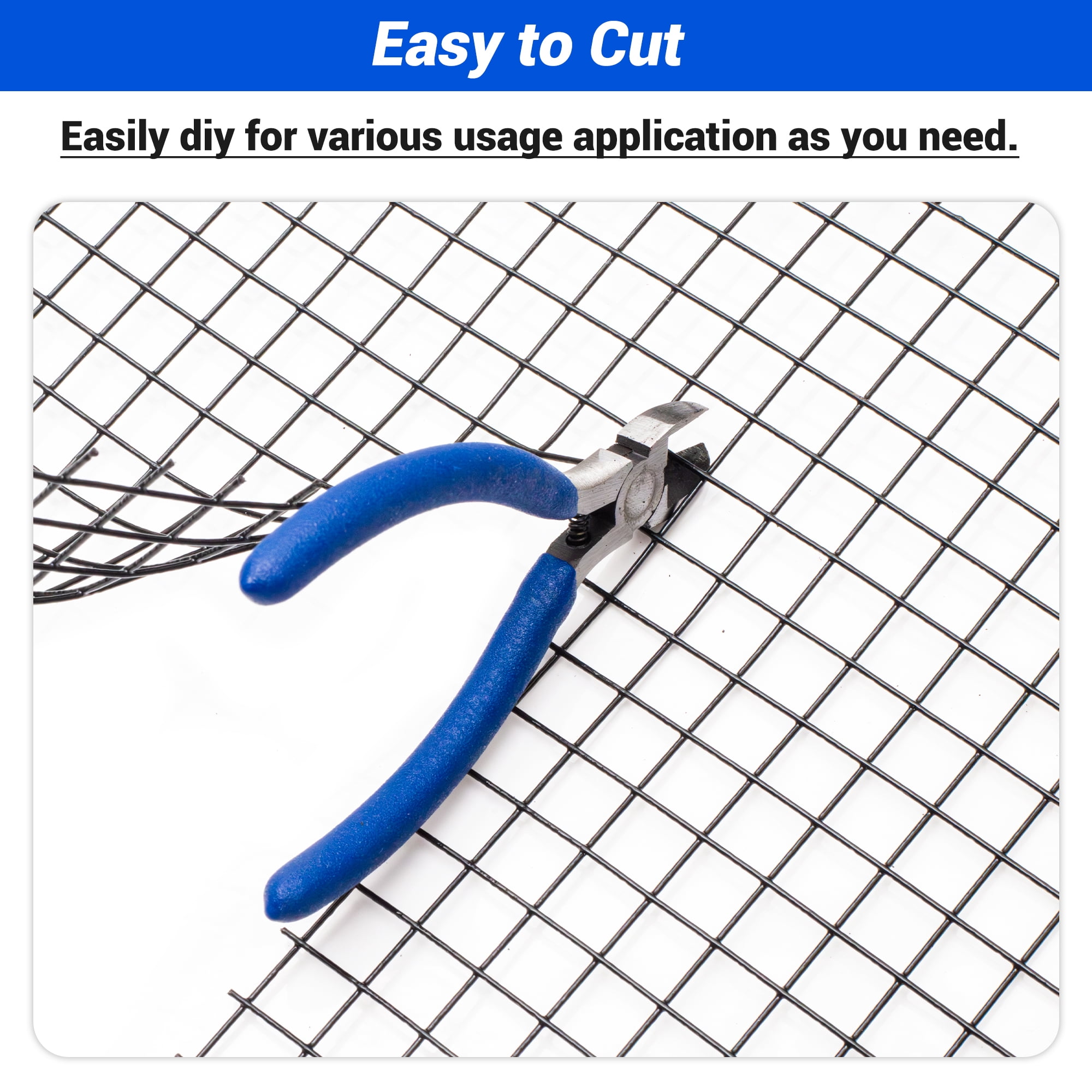 19GA Hardware Cloth Welded Black PVC Coated Wire Mesh Galvanized Square Chicken Wire Fence 1/2in 48in(H) x 50ft(L)