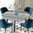 thumbnail image 5 of Elastic Fitted Round Tablecloth, Grey White Boho Waterproof Stretch Table Cover for 55"-60" Tables, Vintage Ethnic Tribe Abstract Art Washable Outdoor Tablecloths for Patio, Picnic, Camping, 5 of 9