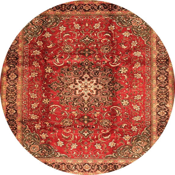 Ahgly Company Indoor Round Persian Orange Traditional Area Rugs, 4' Round