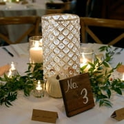 Set of 2 - 9” Tall Metallic Gold Crystal Beaded Pillar Votive Candle Holder Set Wedding Decor - Gold