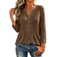 thumbnail image 7 of SETOOFF Womens V Neck Henley Pleated Pullover Long Sleeve Shirts Loose Fit Lightweight Tunic Blouses for Women Dressy Casual Work Business Casual Dailywear Fashion, 7 of 7