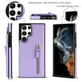 thumbnail image 2 of Nalacover Zipper Wallet Case for Samsung Galaxy S22 Ultra, Luxury PU Leather Crossbody Lanyard Shoulder Strap Magnetic RFID Blocking Cover with Kickstand Card Slots Holder Shockproof Case,Purple, 2 of 10