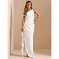 thumbnail image 3 of White One Shoulder Ruched Wrap Maxi Dress With Asymmetrical Ruffle Hem And Draped Detail, 3 of 7