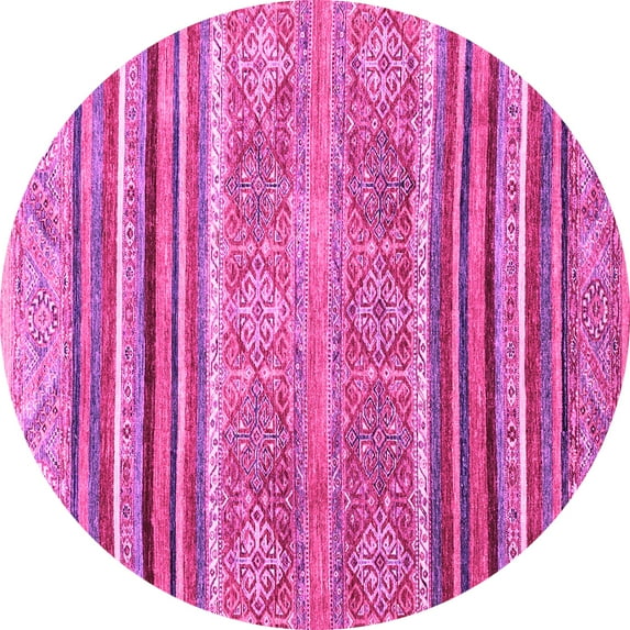 Ahgly Company Indoor Round Abstract Pink Modern Area Rugs, 4' Round
