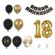 thumbnail image 1 of Set de globos para arco de cumpleaños negro y dorado, decoración para fiesta de 18 cumpleaños, set de globos, 1 of 7