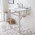thumbnail image 5 of Water Creation Embassy 30" Single Brass Wash Stand in Polished Nickel & White, 5 of 8