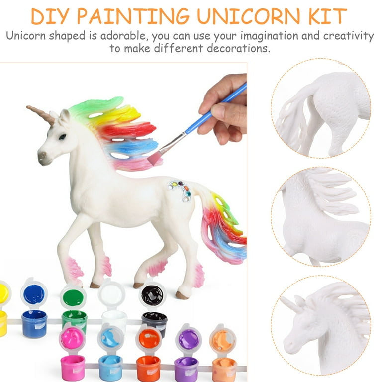 4pcs White DIY Painting Unicorn Toys Paintable Unicorn Figurines