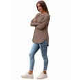 thumbnail image 3 of Long Sleeve Shirts for Women Tunic Tops for Women Loose Fit Dressy Crew Neck Pullover Basic Sweaters for Women Khaki M, 3 of 5