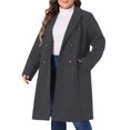 thumbnail image 4 of Agnes Orinda Women's Plus Size Long Coats Notched Lapel Double Breasted Winter Coat with Pockets 4X Dark Gray, 4 of 6