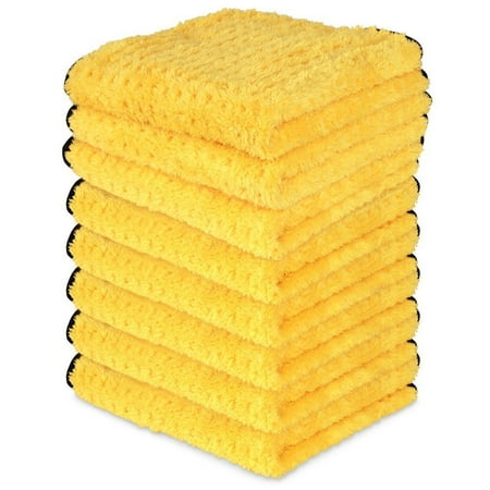 Liquid X Waffle Weave Microfiber Detailing Towel - 16" x 16" Yellow - Scratch Free 8 Pack