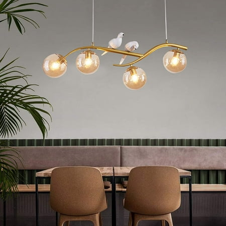 

Oukaning Modern 4-Lights Double-Birds Ceiling Chandeliers Lamp Metal + Glass