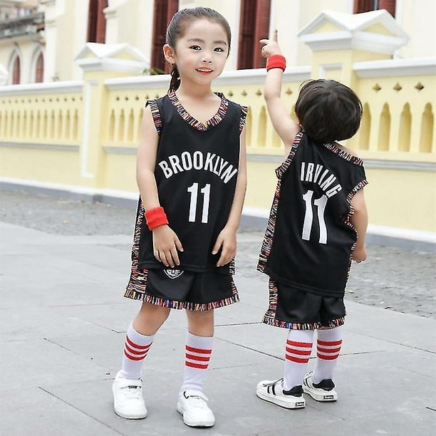 Irving Jersey No.11/children's Basketball Uniform Set Kids/city  Edition/black