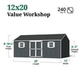thumbnail image 4 of Little Cottage Co. 12x20 Value Workshop Shed with Operable Windows and Floor, Outdoor Wood Storage Do-It-Yourself Precut Kit, 4 of 14