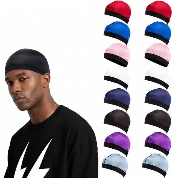 16-Pack Wave Cap Double Compression Satin Silk Unisex, Silky Durag for Men, One Size Fits Most Adults