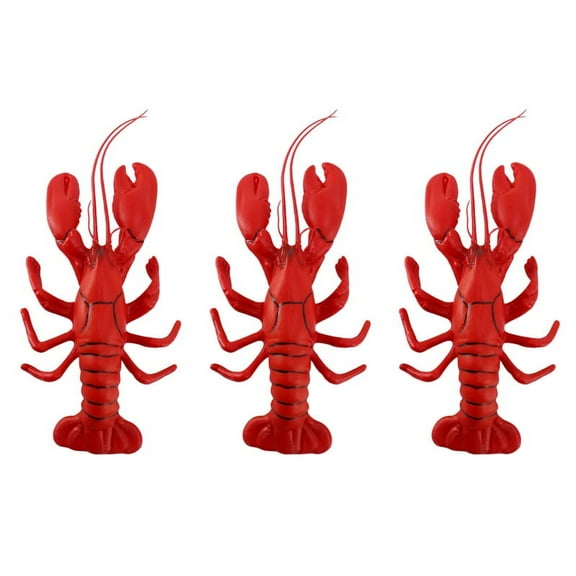 3Pcs 12 x 5 Inch Big Fake Lobster Model for Dispaly Artificial Marine Animals Decoration
