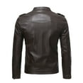 thumbnail image 2 of Men's Leather Jacket 2025 Fall Winter Long Sleeve Slim Fit Stand Collar Zip Up Jacket with Pockets Outerwear Coat, 2 of 6