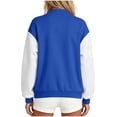 thumbnail image 5 of Qzwdhjm Varsity Jackets for Women Button Down Baseball Jacket Color Block Long Sleeve Bomber Coats Loose Casual Coat with Pockets, 5 of 6