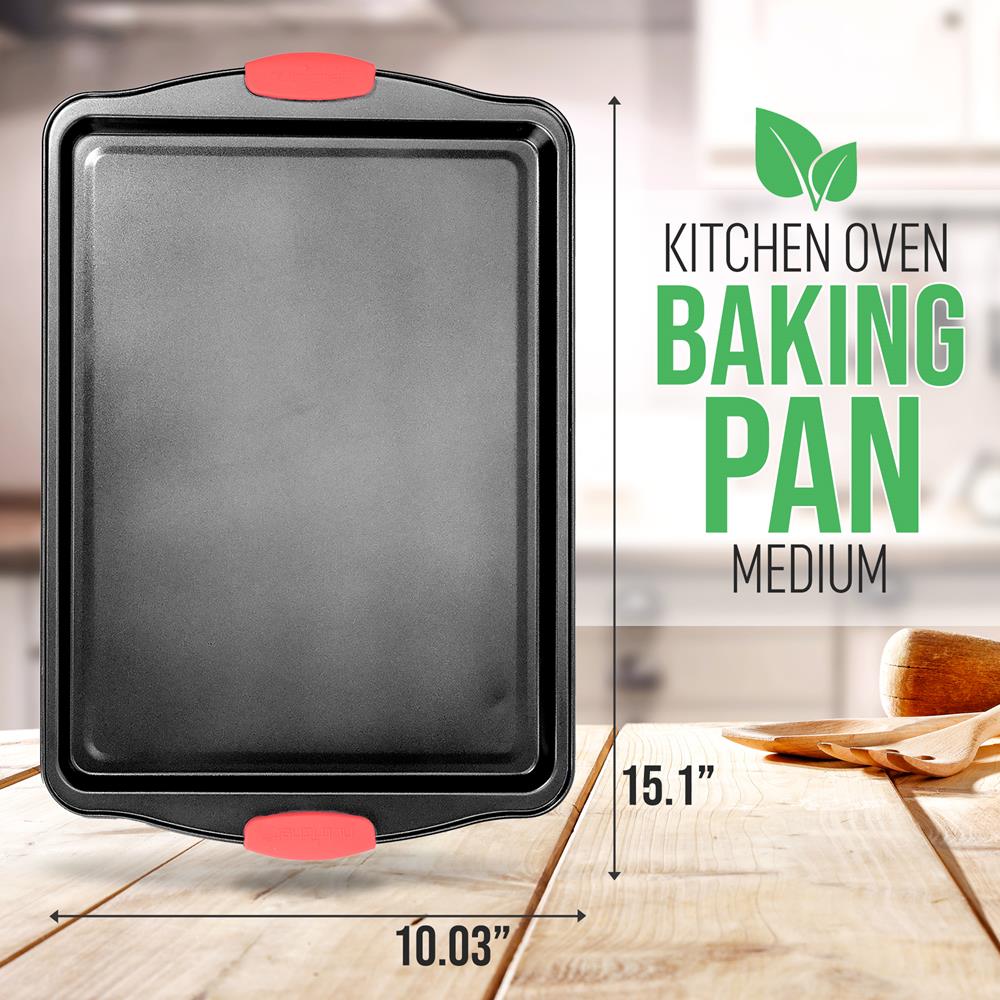 NutriChef 15” Non-Stick Cookie Sheet, Medium Gray Commercial Grade Quality Carbon Metal Bakeware