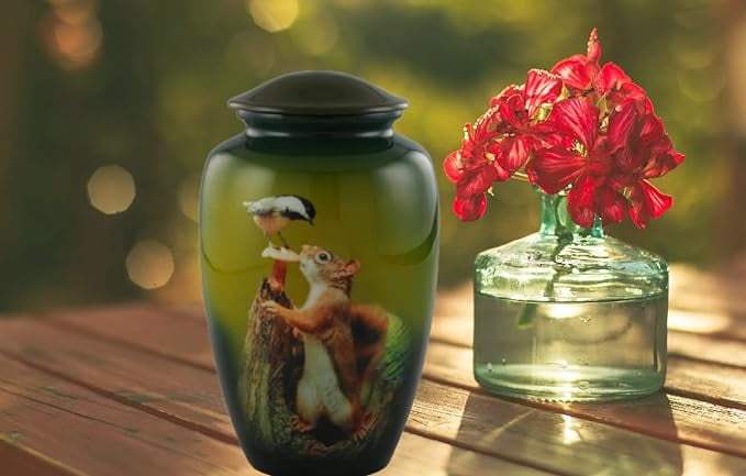 EDEN URNS Squirrel Cremation Urns for Human Ashes Adult for Funeral | Urns for Adult Ashes Burial Large Urns to Honor Your Loved Ones (Aluminum)…