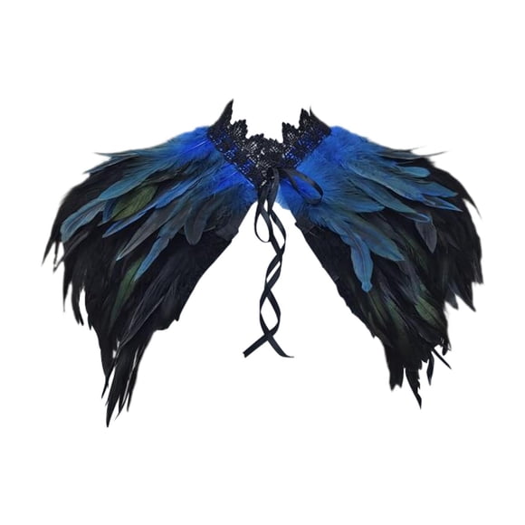 Chal de plumas Strade Fareast Limited accesorio para disfraz de Halloween plumas artificiales Azul y negro