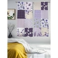 thumbnail image 3 of Spring Floral Sheer Curtains 72 Inch Length 2 Panels Set, Dark Purple Flowers Patchwork Grid Bohemia Voile Window Treatment Rod Pocket Curtains Sheers Drapes for Bedroom/Living Room/Kitchen 52"x72"x2, 3 of 7