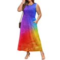 thumbnail image 5 of Women's Boho Maxi Sundress 2026 Summer Beach Dress Tie Dye Scoop Neck Sleeveless Loose Tank Dress, 5 of 7