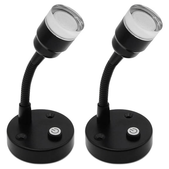 12V RV LED Reading Lights Pack of 2 Blue Warm White Wall Mount Black Shell