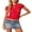 Red, variant on Michellecmm Women's Lace Tops Casual Slim Fit Round Neck Short Sleeve T-Shirt