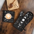 thumbnail image 5 of Black Gothic Sun Moon Hand Pattern Kitchen Oven Mitt and Pot Holder Sets 2 Pcs for Baking, Cooking and Grilling, Heat Resistant Up To 392 °F, 5 of 7