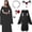 Black, variant on Halloween Witch Costume Women, 4Pcs Women Medieval Witch Gothic Long Dress Halloween Vampire Renaissance Costume with Belt Chain Bracelets Necklaces Wine Red L