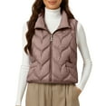 thumbnail image 2 of Women's Lightweight Down Vest, Sleeveless Quilted Puffer Jacket with Cotton Blend Shell, Warm Winter Insulated Vest, Slim Fit Casual Sleeveless Coat for Women, Cold Weather Thermal Vest Coffee XXXL, 2 of 4