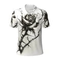 thumbnail image 2 of Daiia Black And White Rose Pattern Men’s Polo Shirts,Solid Deck Shirt,Classic Fit, Breathable Cotton Polo for Casual and Sport Wear-3X-Large, 2 of 7