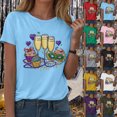 thumbnail image 2 of HCNTES Mardi Gras Shirt for Women Mardi Gras Outfit Carnival Tshirt Fat Tuesday Party Tee New Orleans Party Short Sleeve(Size:S), 2 of 9