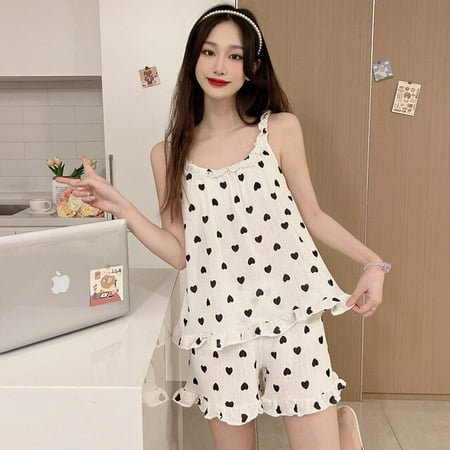 

PIKADINGNIS Funishi Summer Pajamas Vest Pajama Set Modal Cotton Women Nighty Pullover Sexy Sleepwear Loose Version Nightgown
