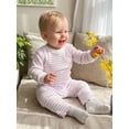 thumbnail image 5 of Loicainy Baby Toddler Girl Fall Clothes Set 6 12 18 24 Months 2T 3T 4T 5T Long Sleeve Crew Neck Striped Tops and Pants Outfits, 5 of 9