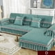 thumbnail image 3 of Funda de asiento para sillón reclinable estilo L, funda para sofá cama, funda para sábana, cojín de sofá de terciopelo liso, dobladillo azul, 3 of 5